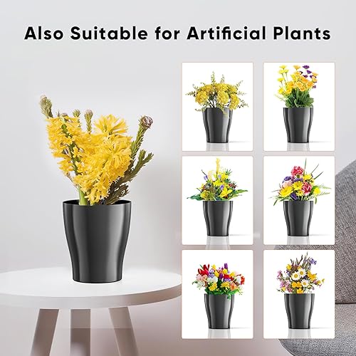 Miniatura 4 de HEMOPLT Macetas de 5 pulgadas, paquete de 4 macetas para plantas de interior, macetas de plástico resistentes para violeta africana, cactus,