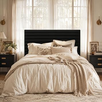 Allewie Queen Bed Frame, Velvet Upholstered Bed with Adjustable Headboard