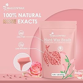 Mallowwax Hard Wax Beads, 1LB Pink Rose Wax Beans for Hair Removal, Waxing Beads Refill for Sensitive Skin, Perfect for Facial, Brazilian, Upper lip, Cheeks and Bikini Waxing at Home for Women Men