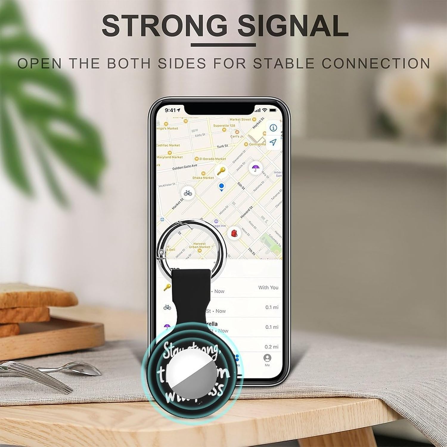 Stay Strong The Storm Wil Pass Funny Cover Compatible with AirTag Case Protector GPS Tracker Holder with Keychain