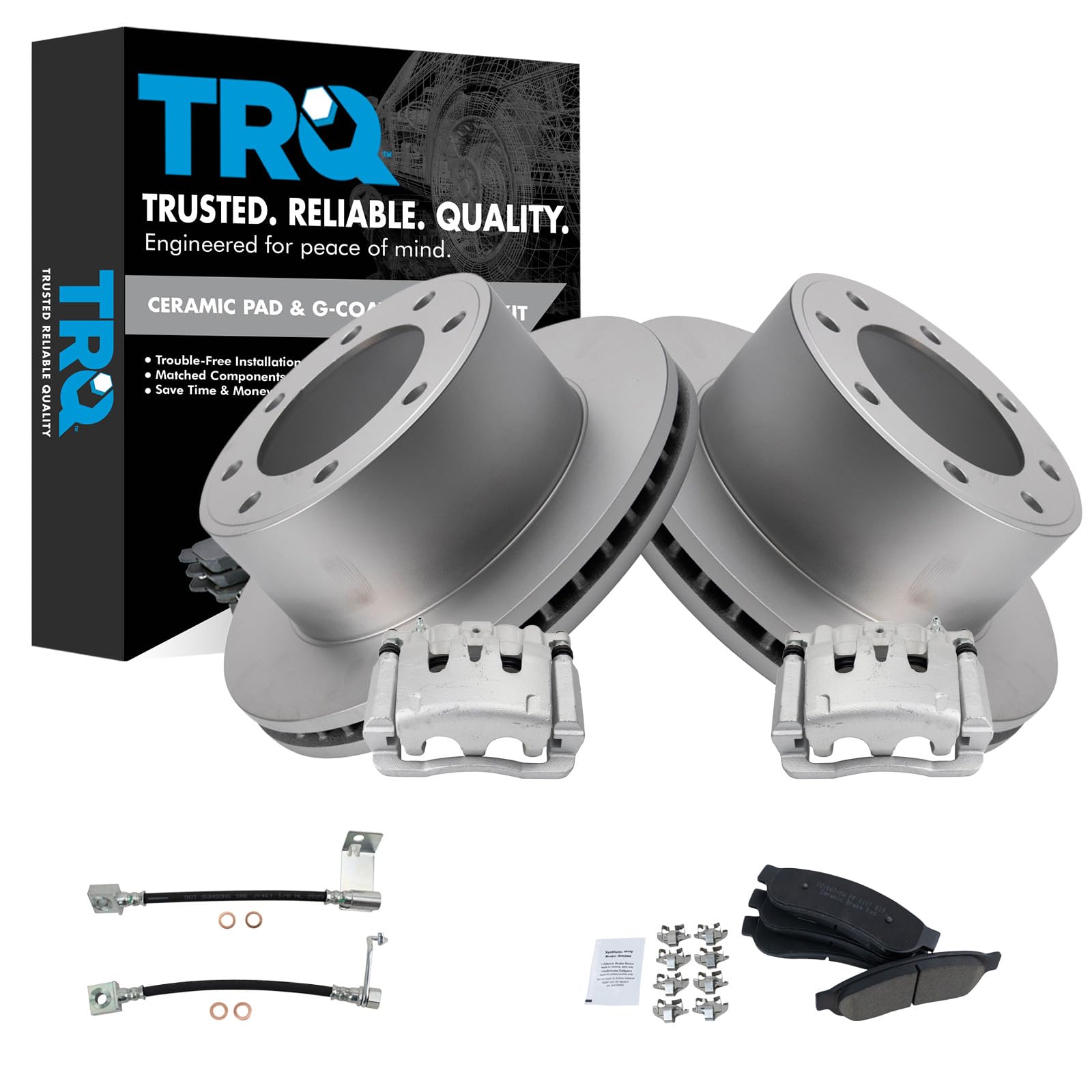 TRQ Brake Pad &amp; Rotor Kit Premium G-Coated Ceramic