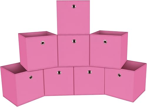 Vista 20 de Contenedores de almacenamiento plegables de 11 pulgadas, cubos de almacenamiento de tela con asas, organizadores de cajas de almacenamiento de tela