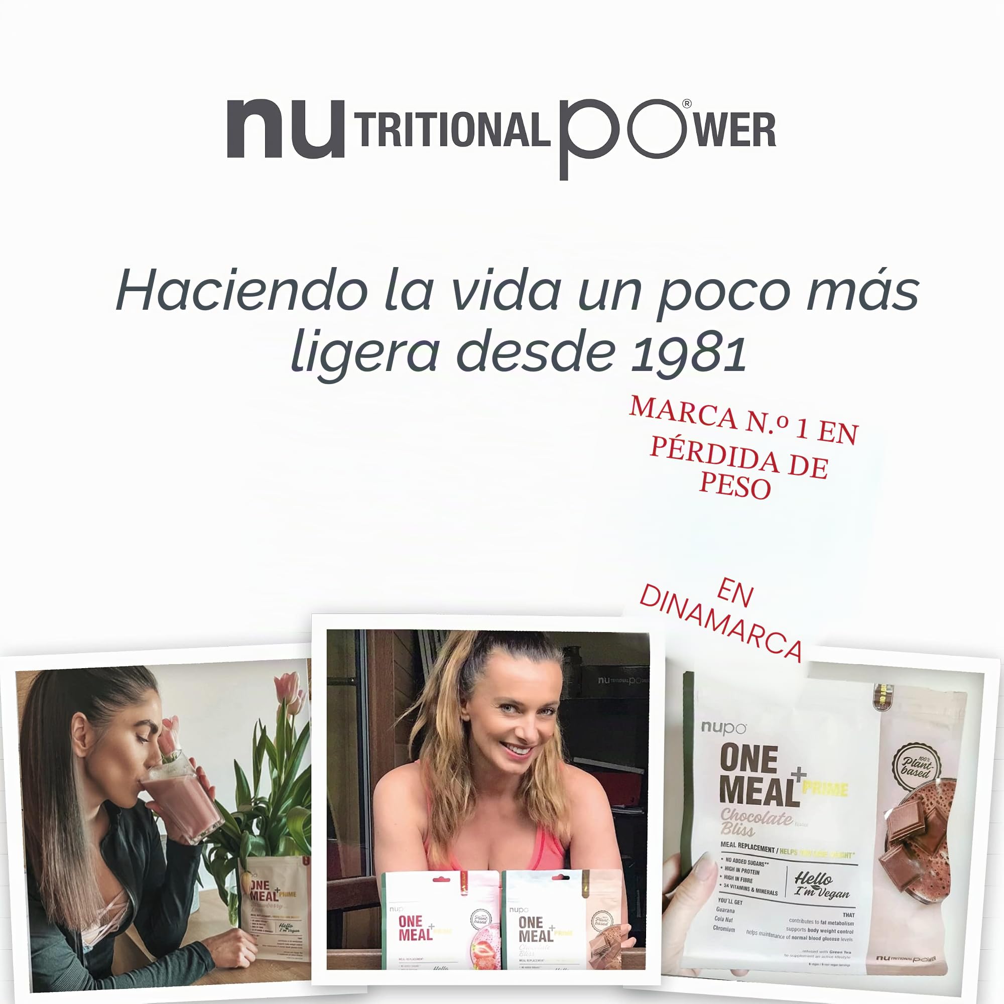 Nupo One Meal + Prime Vegan Polvo – Comida en polvo con sabor a chocolate (Chocolate Bliss, 360 g)