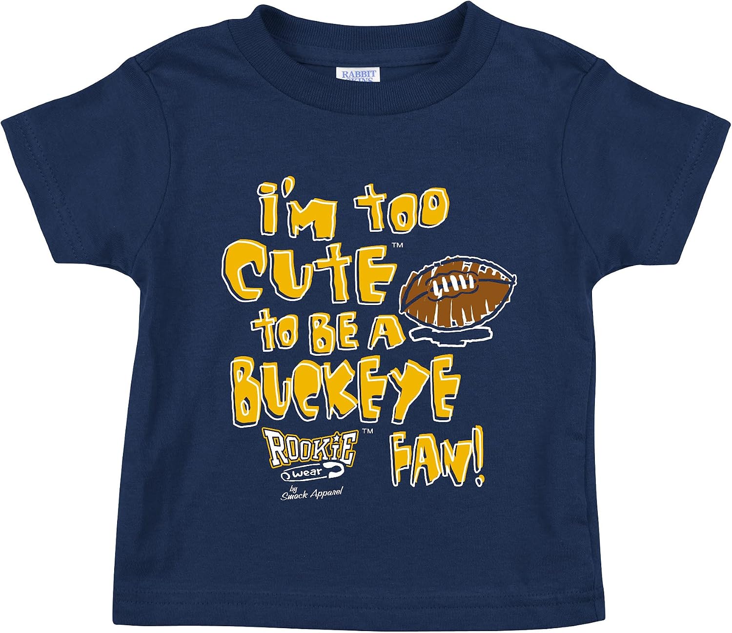 Smack Apparel Michigan Football Fans. Too Cute (Anti-Ohio State) Navy Onesie or Toddler Tee (NB-5/6T)
