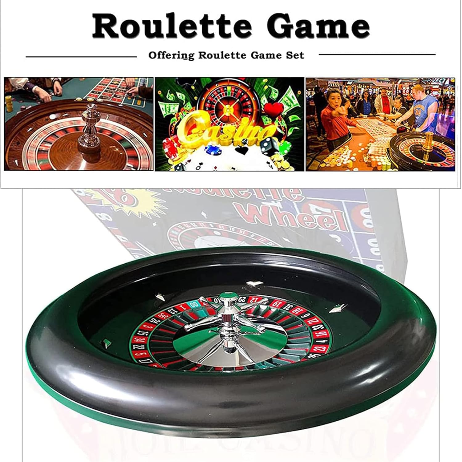 45cm Roulette Wheel Set,Professional Double-Zero Layout Roulette Wheel,The Turntable is Stable and rotates smoothly,for at-Home Game or Club Party