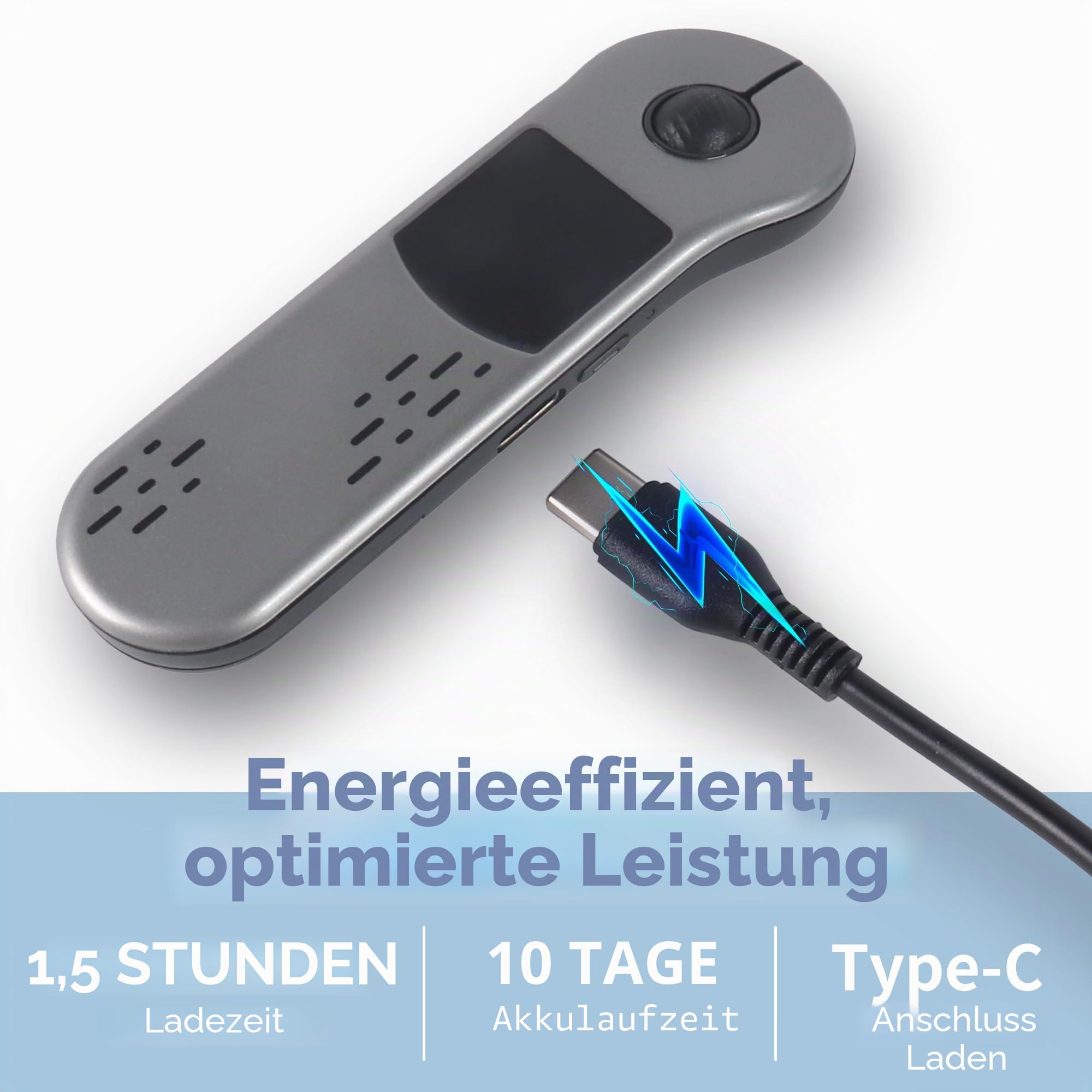 Fingerspitzen Scrolling Mini Bluetooth-Maus,BT5.3+2.4G+USB-C,Drei-Modus+Touchpad,4in1Tragbare Page Turner Handheld Air Mouse Presenter Fernbedienung,Kabellose Finger Scroller für TikTok pad phone,Grau