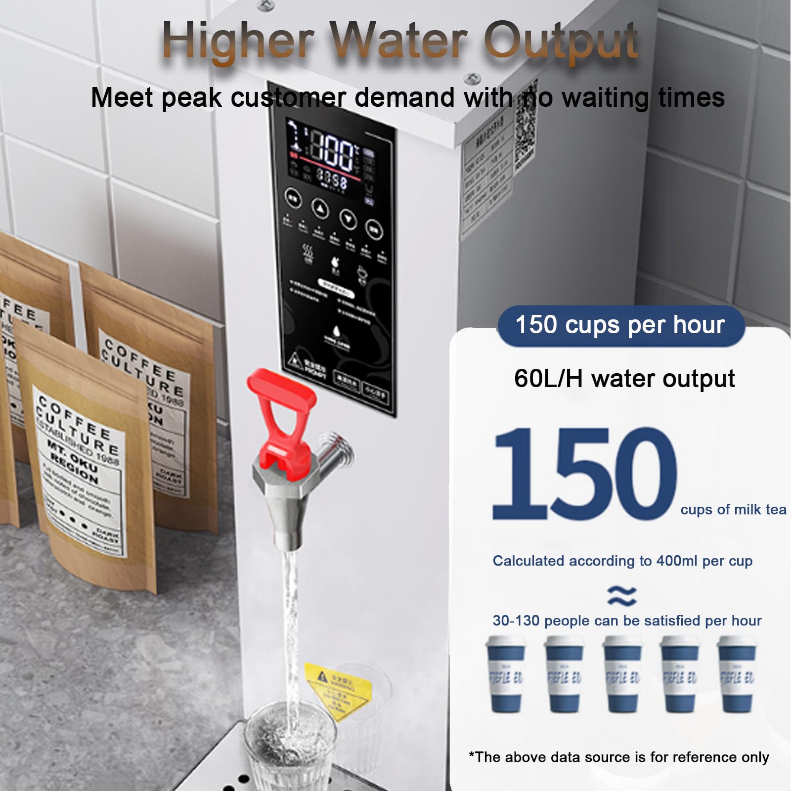 Distributore di acqua calda commerciale 25L Acciaio inossidabile, 3002 ad alta uscita, controllo LCD del temperaggio del touchscreen per gli uffici del caffè, il riscaldamento a strati impedisce il ri