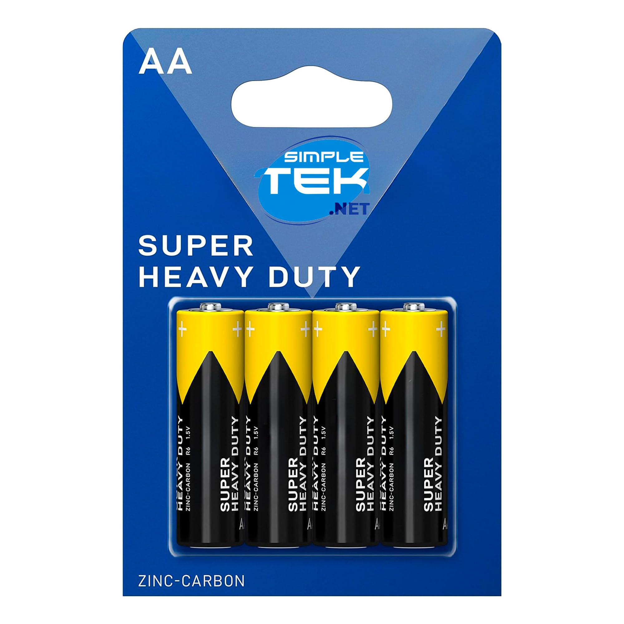 SIMPLETEK - Kit di 12 Blister da 4 Pile Stilo AA (48 Totali) Zinco-Carbone 1.5 Volt - Ideali per Dispositivi a Basso Consumo