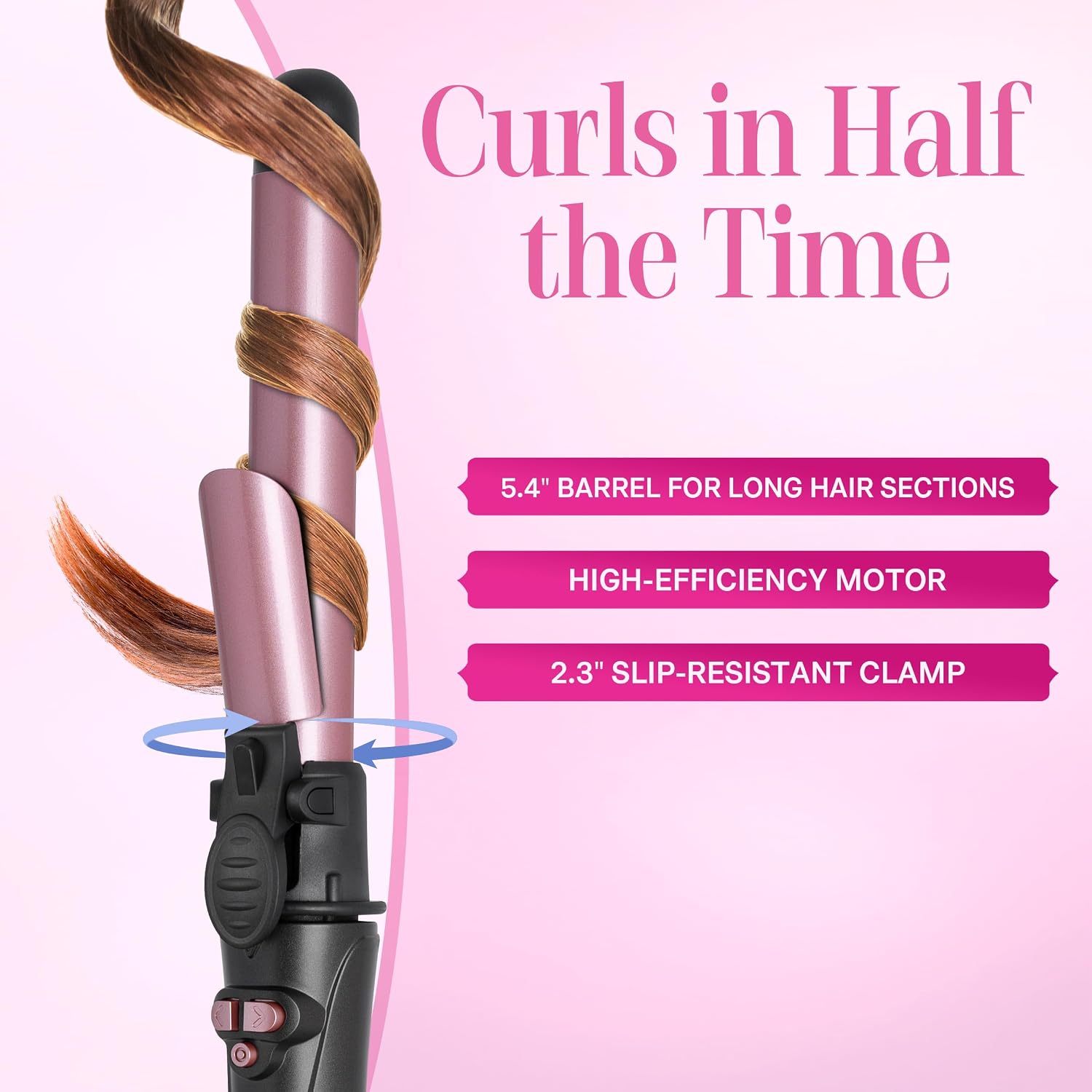 Asani 1 Inch Rotating Curling Iron - Automatic Curling Wand with Instant Heat, Adjustable Temp up to 430°F for All Hair Type, Medium or Long Hair - Dual Voltage Hair Curler for Lasting Beach Waves