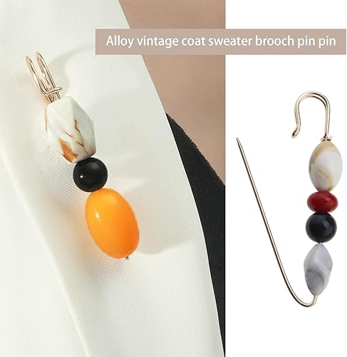 Miniatura 2 de ECSiNG 5 broches de cuentas vintage grandes de seguridad para suéter, camisas, falda, vestido, sombrero, bufanda, bolsa, accesorio de disfraz para