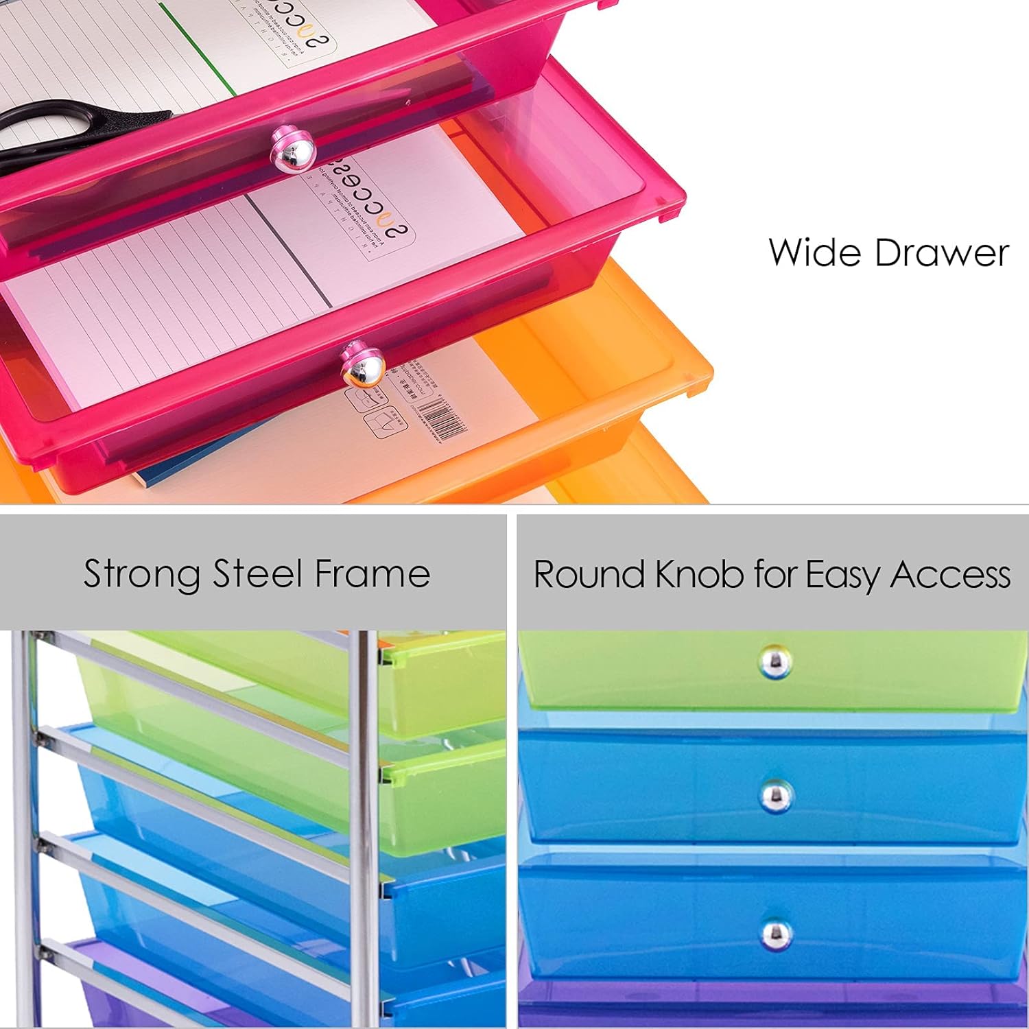 MAT EXPERT 10 Drawer Rolling Storage Cart, Multipurpose Utility Cart w/Plastic Drawers & Universal Casters, 10 Tier Mobile Storage Organizer Cart for Office Home Classroom Beauty Salon
