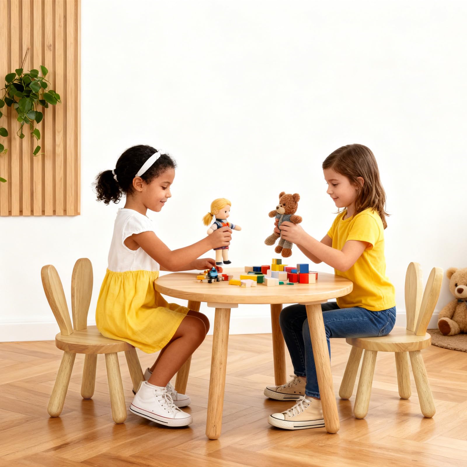 Chaise Enfant Bois Massif 3 Ans 45x26 cm Dossier Oreilles Lapin