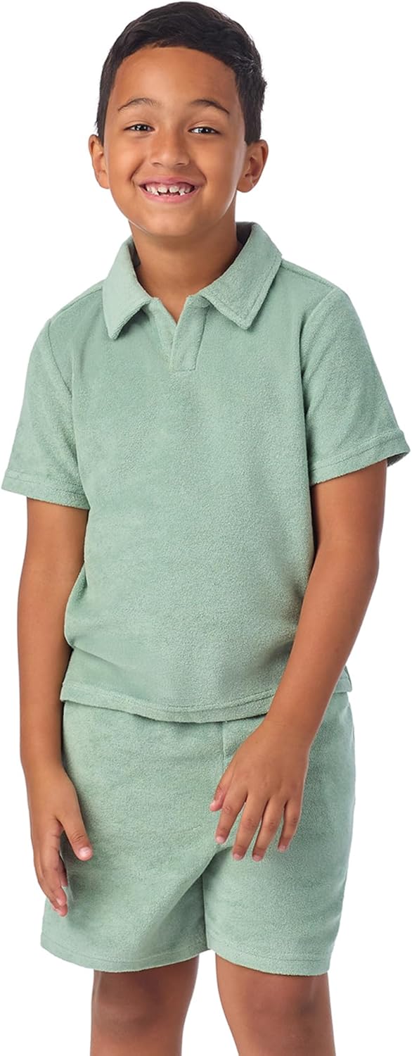 Saint Eve Kids Dad & Me Terry Set - Family Matching Outfits for Men & Boys - Super Soft 2 Piece Polo Shirt & Shorts Outfit