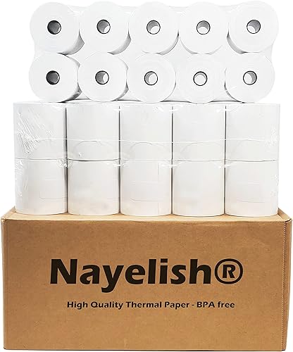 (50) Rollos de papel térmico de 2 14 pulgadas x 165 pies para Sharp XEA507 XEA407 XEA207 ERA247 347 Sharp XE-A207, XE-A407 y XE-A507 Rollos de papel