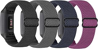 Vodtian Elastic Nylon Watch Band Compatible with Fitbit Charge 4 Band/Fitbit Charge 3 Band/SE Band, Adjustable Braided Solo Loop Sport Straps Replacement Wristband for Women Men
