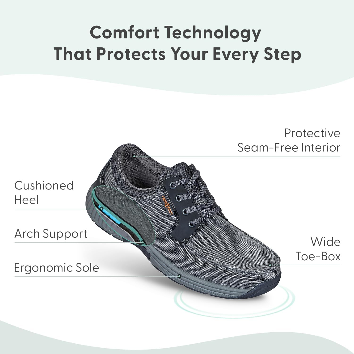 Orthofeet Men's Orthopedic Porto Canvas Casual Shoes - Image 3