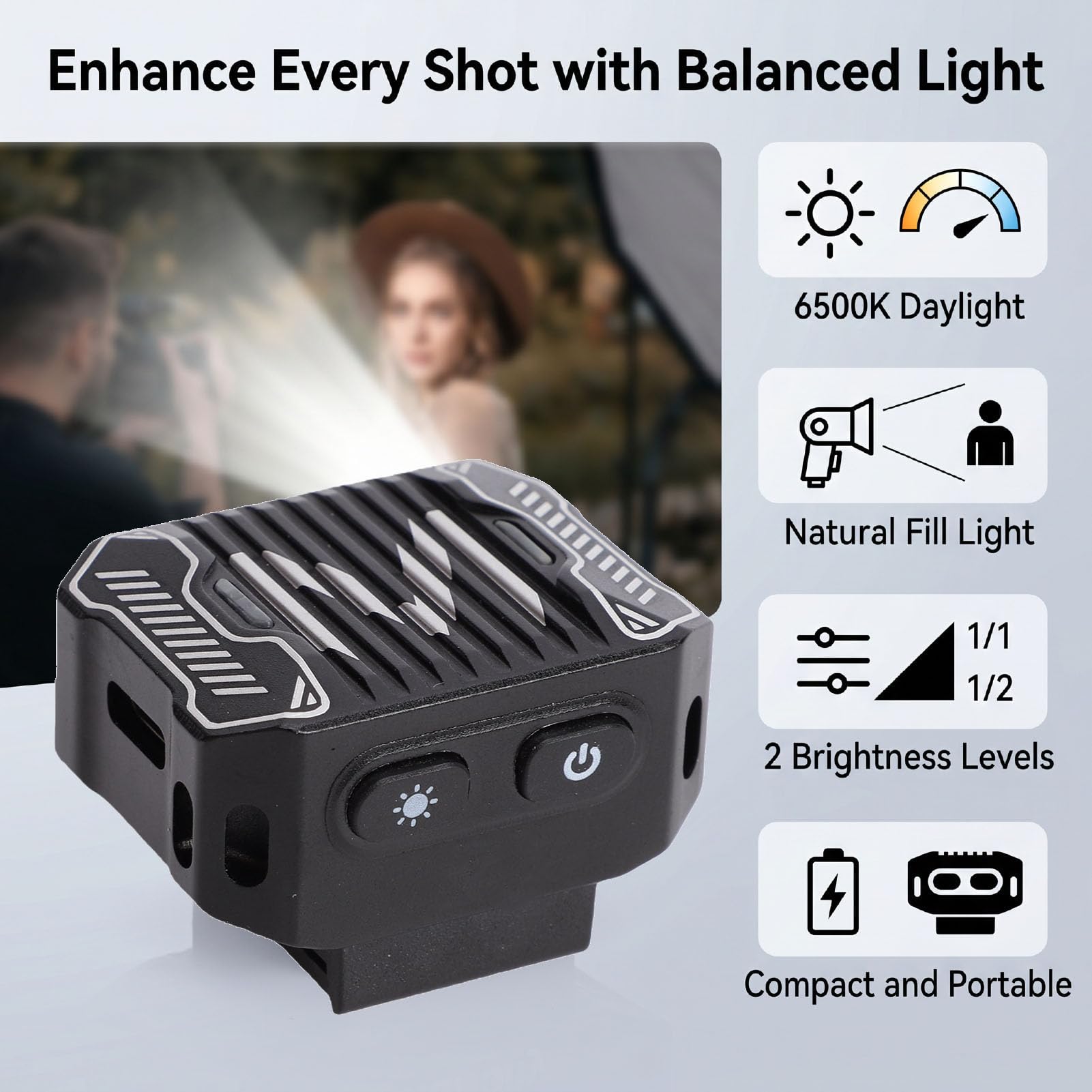 Jiawu Flash per Fotocamera, Supporto Universale per Slitta a Caldo, 6500K (BLACK)