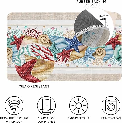 Vista 446 de Tapete de Feliz Navidad, tapete antideslizante para puerta delantera, baño, cocina, dormitorio, patio, entrada, 16 x 24 pulgadas, rojo, negro y verde