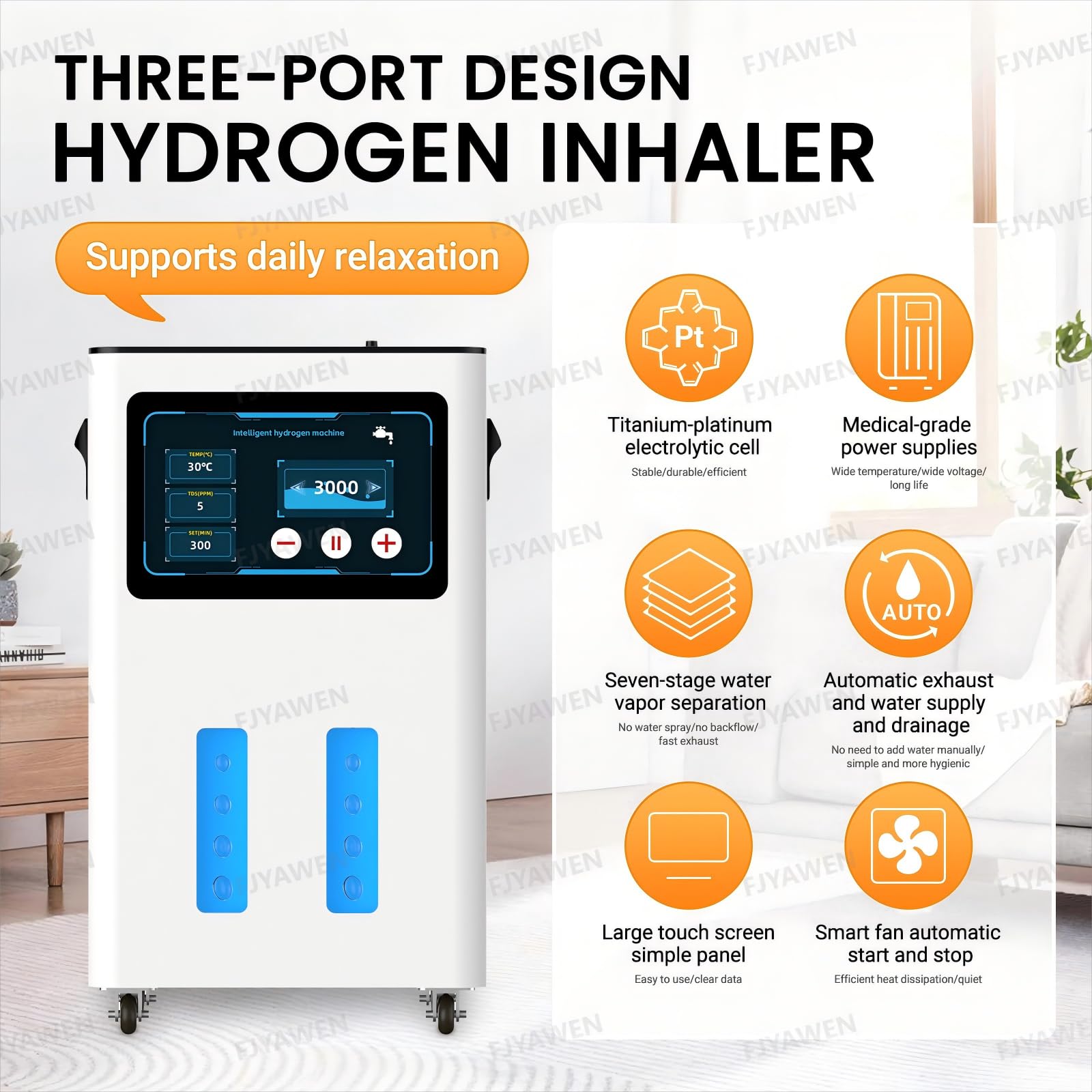 Wasserstoff-Inhalationsgerät, Ho-Getrennt 900/1200/1500/1800 Ml, DREI-Port-Inhalator, Geräuscharm, 99,99% Rein, Unterstützt Die Gleichzeitige Verwendung Durch Zwei Personen 1200ml
