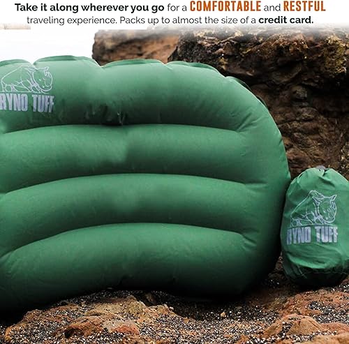 Miniatura 6 de Almohada inflable de nailon para acampar al aire libre para soporte lumbar del cuello, almohada inflable ligera aislada de viaje para acampar,