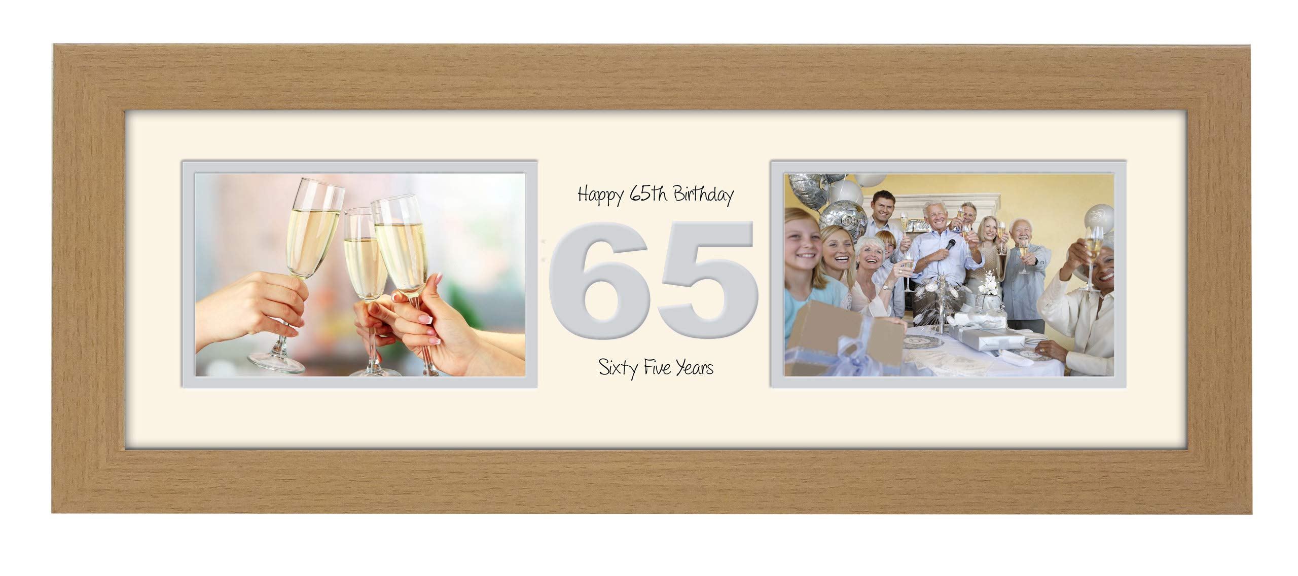 Photos In A Word Oak Finish Frame Cream Mount Grey Inside 65Th Birthday Photo Frame Sixty Fifth Gift Takes Two 6”X4” Landscape Photos 1227A (Oak Finish Frame Cream Mount Grey Inside)