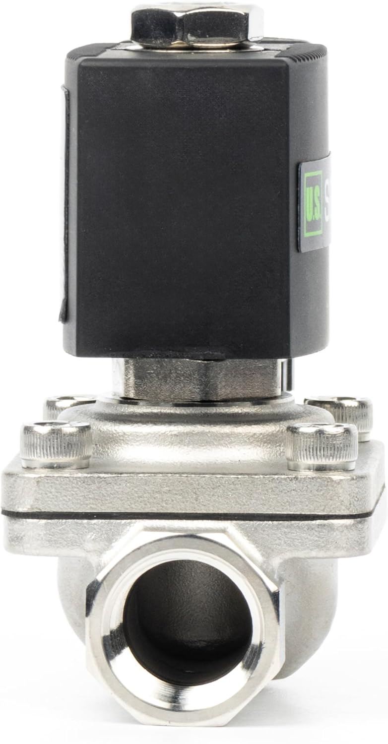 U.S. Solid 1/2" Stainless Steel Solenoid Valve - 110V AC Normally Closed Electric Solenoid Valve with Viton Seal, Junction Box Type