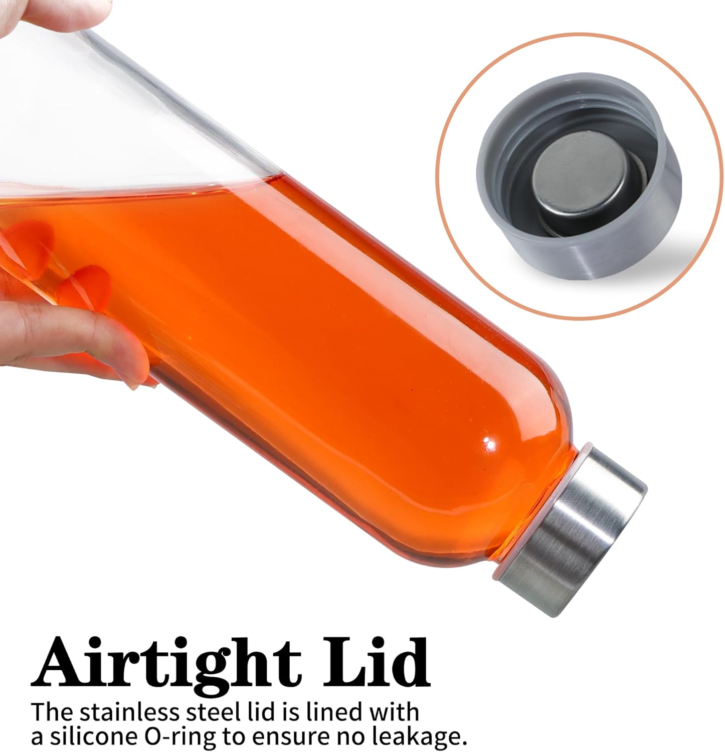 12 Pack Glass Water Bottles, 16oz Clear Glass Bottles with Stainless Steel Lids, Reusable Glass Drink Bottles with Caps for Juicing, Smoothies, Tea, Water, Beverages - Image 4