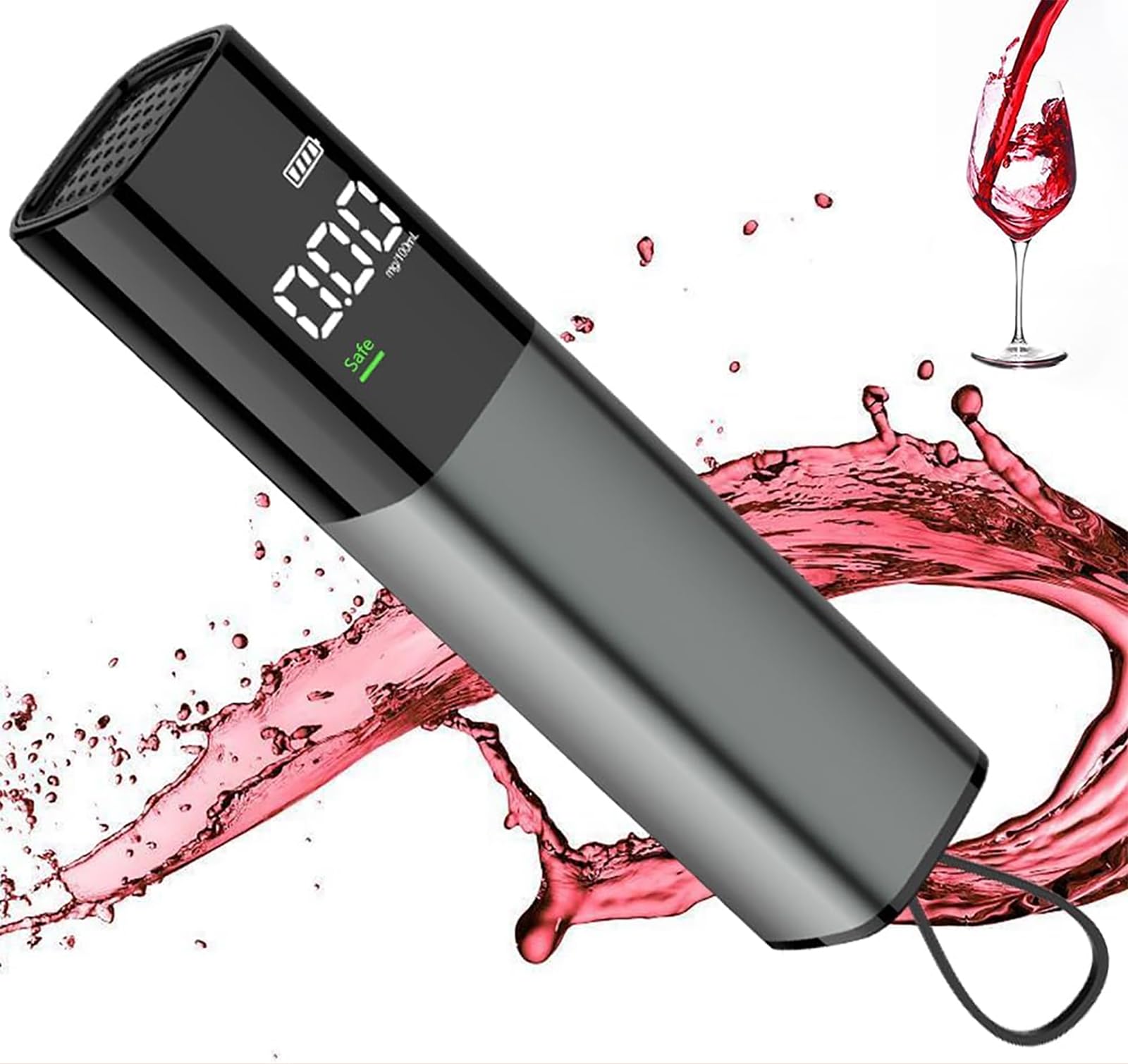 ERICAT Detector De Alcohol Digital, Alcoholímetro De Alta Precisión, Indicación De 3 Colores Y Respuesta Rápida, Apagado Automático Y No Requiere Contacto con La Boquilla, para Muchas Ocasiones