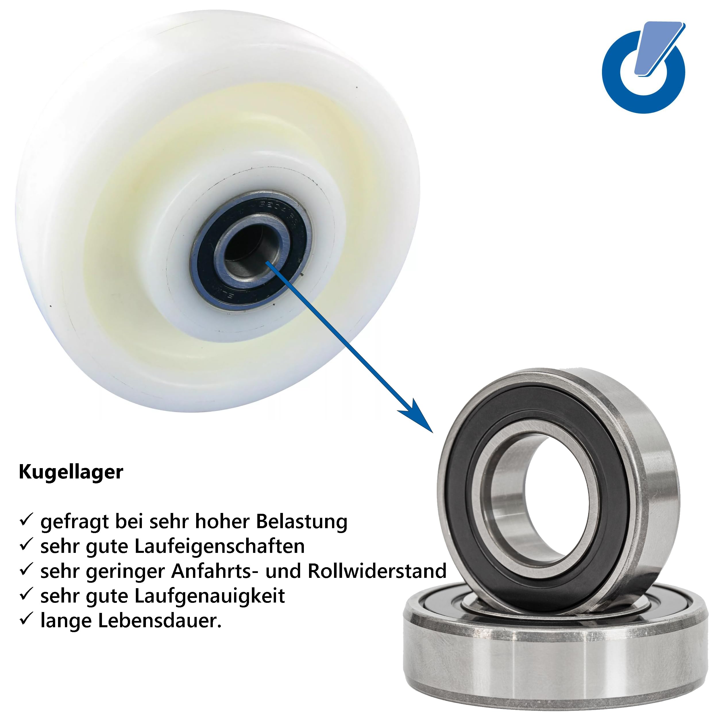 Hubwagen Räder Gummi Lenkrad 180 Mm Für Hubwagen Mit Kugellager, Bohrung 20 (180-20-42 Hubwagen Rollen - Foto 9