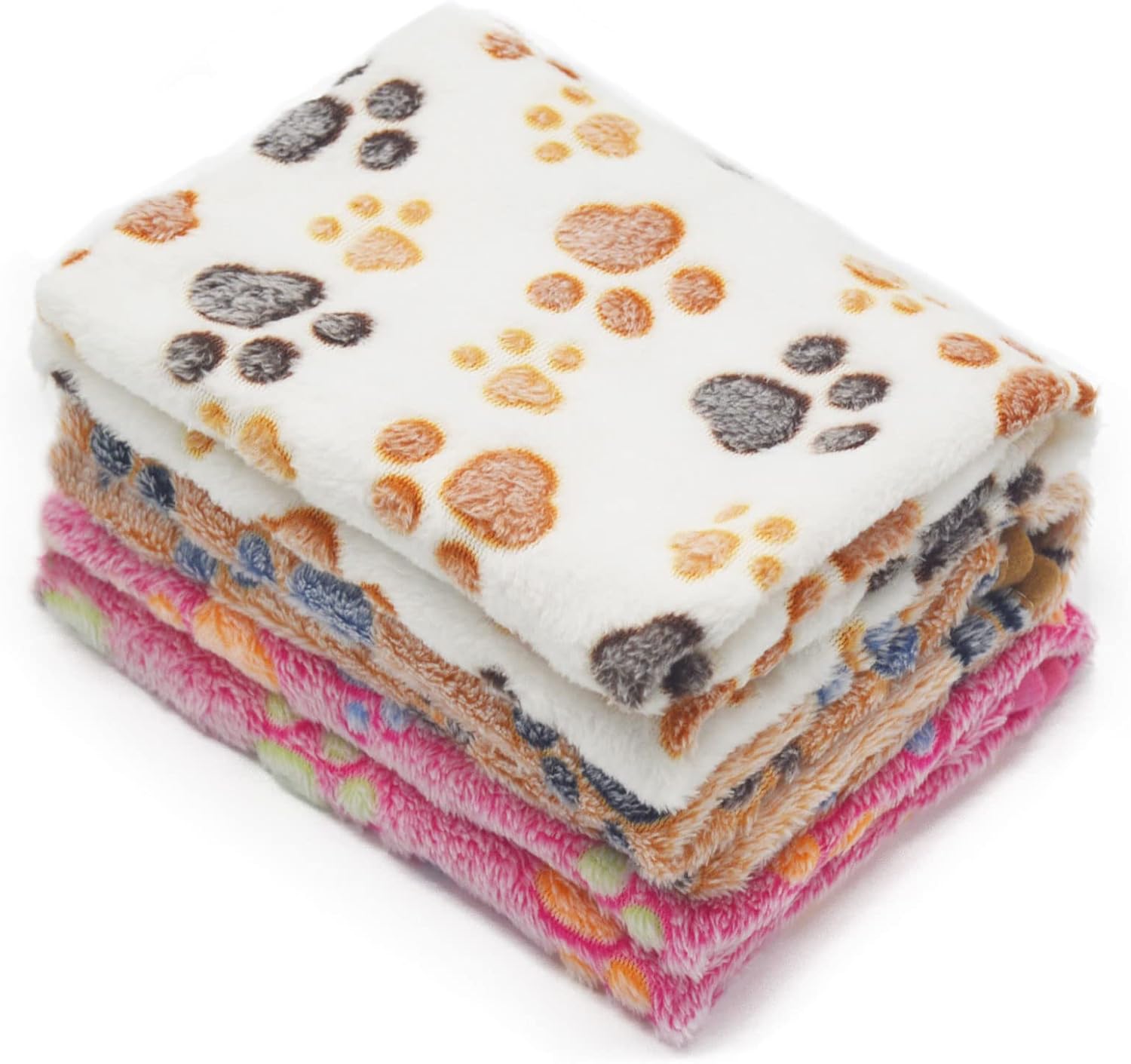 1 Pack 3 Puppy Blankets Super Soft Warm Sleep Mat Paw Print Blanket Fluffy Premium Fleece Pet Blanket Flannel Throw Dog Blankets for Small Dogs Puppy Cat ,Small(23"x15") : Pet Supplies