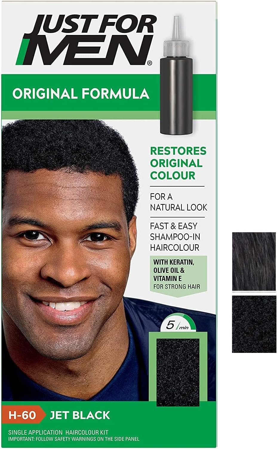 Just for men Original Formula Jet Black Hair Dye, Restores Original Colour for a Natural Look, H60