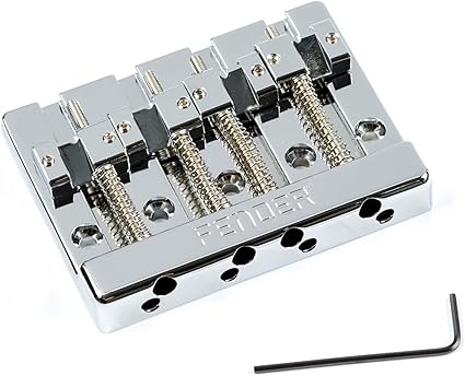 Fender HiMass 4-String Bass Bridge Assembly, Zinc Saddles, Drop-In Replacement, Increased Sustain Resonance