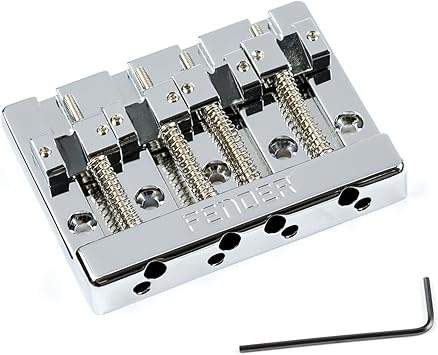 Fender HiMass 4-String Bass Bridge Assembly, Zinc Saddles, Drop-In Replacement, Increased Sustain Resonance