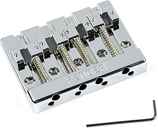 Fender HiMass 4-String Bass Bridge Assembly, Zinc Saddles, Drop-In Replacement, Increased Sustain Resonance