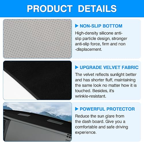 Vista 93 de Autorder Alfombrilla para tablero de instrumentos para Toyota 4Runner 1990-1995, accesorios para camioneta, cubierta de salpicadero, alfombrilla
