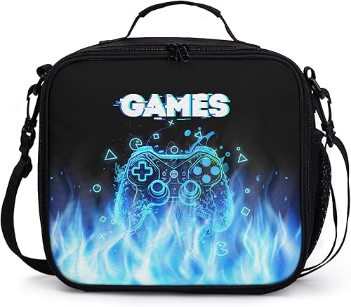 Lonchera de videojuegos para niños, bolsa de almuerzo aislada con control de videojuegos para niños, reutilizable, genial, lonchera portátil con
