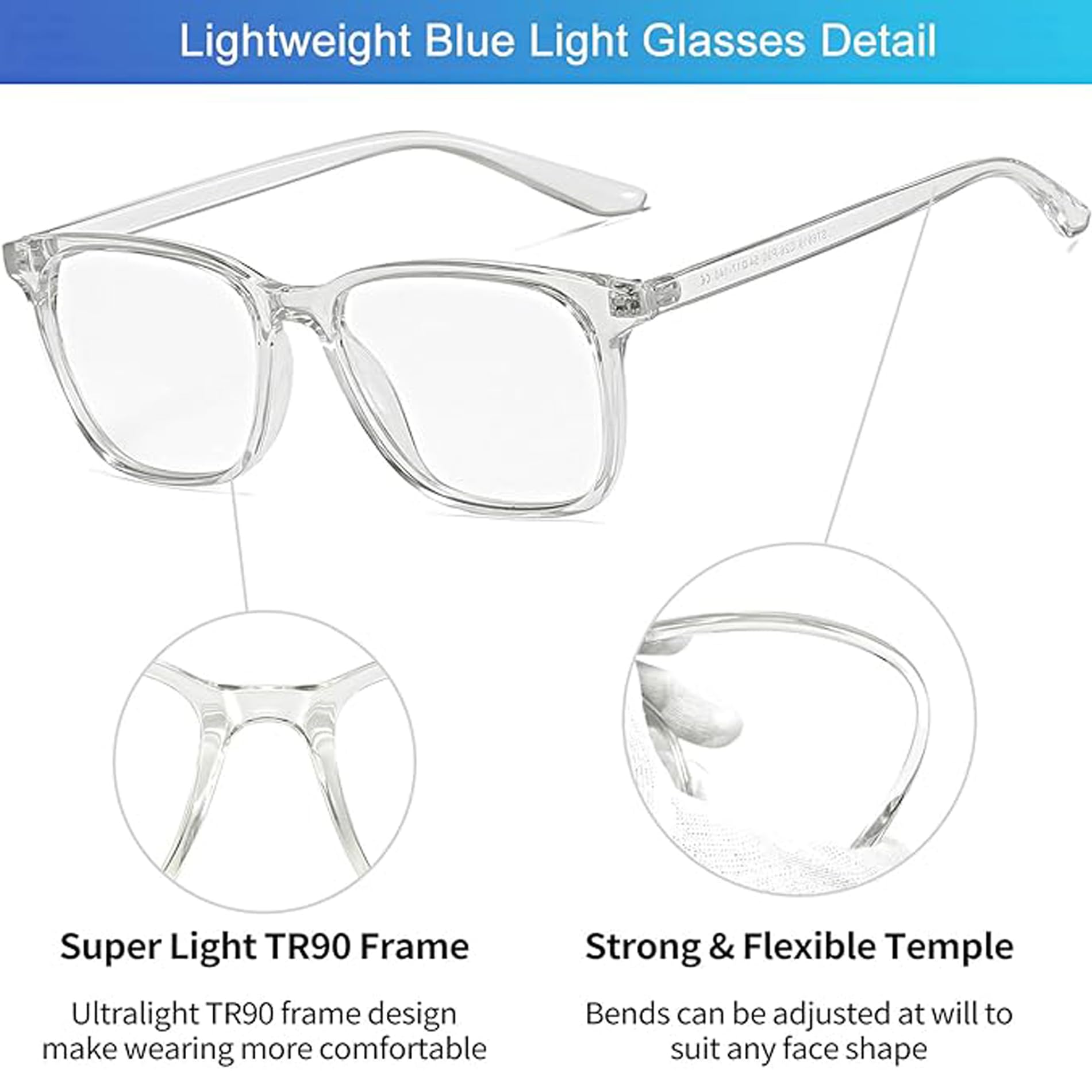 Joopin Occhiali Filtro Luce Blu Lenti Trasparenti 100% Anti Luce Blu Uomo Donna Occhiali Computer Gaming Adatto per Schermi Giochi Televisori Telefoni Cellulari