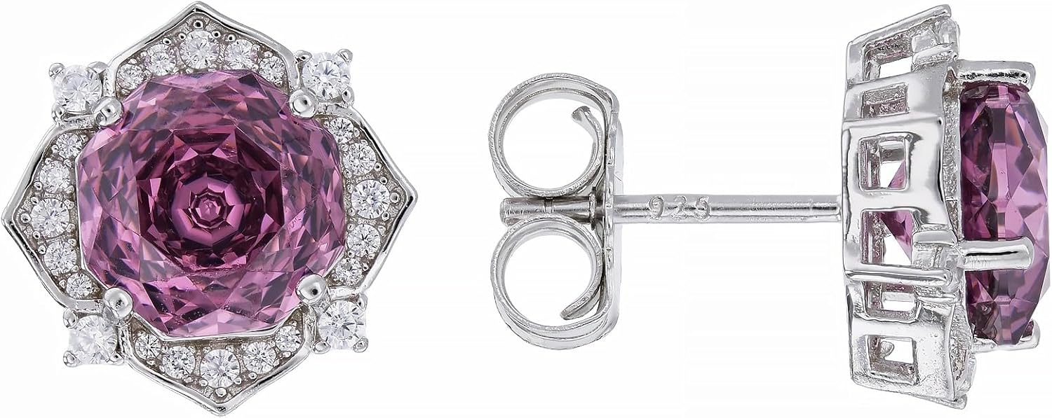 Bella Luce 7.15Ctw Pink And White Diamond Simulants Rhodium Over Silver Earrings(4.33Ctw Dew)