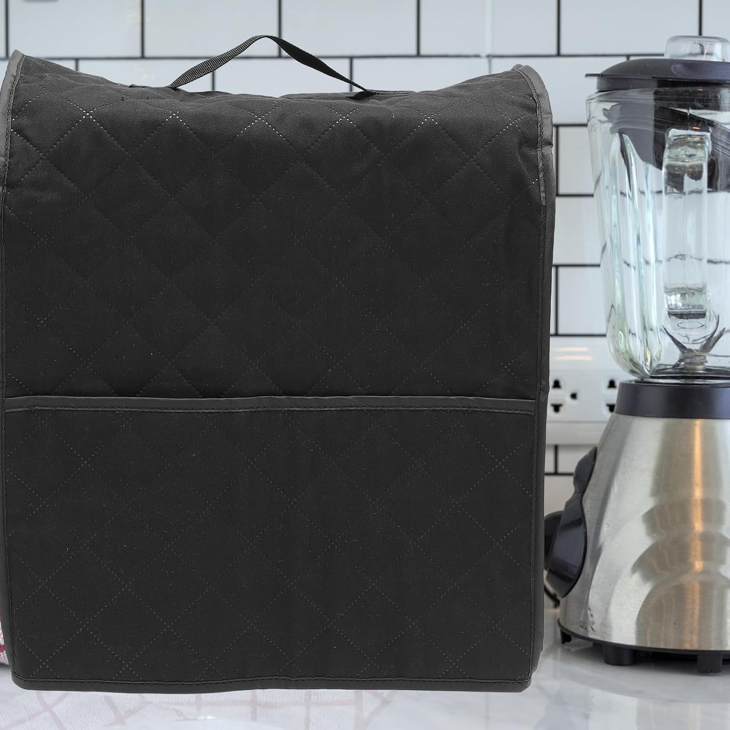 Black Pongee Mixer Cover for Stand Mixer and Hand Mixer Kitchen | Wear-resistant, Practical Storage Bag, Convenient Pocket Detail, Dust Protection