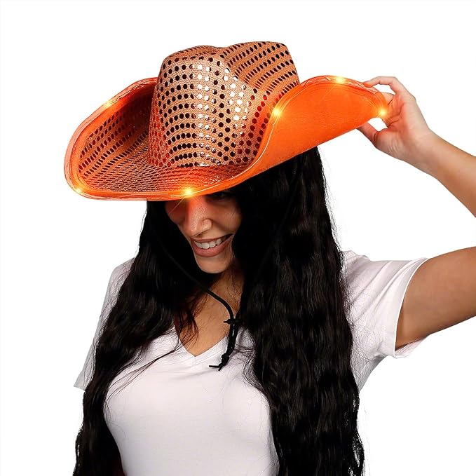 LED Cowboy Hat with Orange LED Brim 