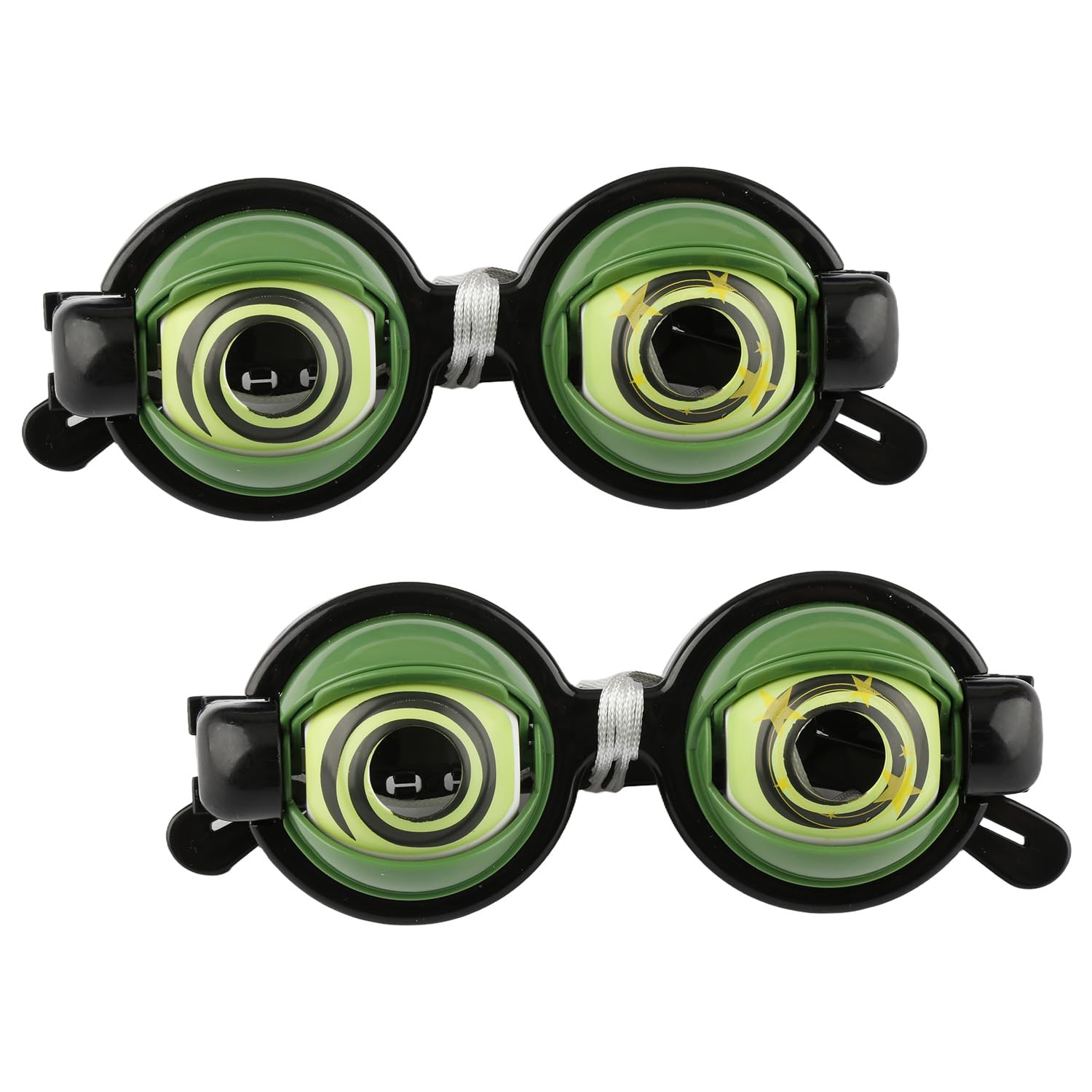 Tabanzhe 2 Pcs Crazy Eyes Glasses,Green Dizzy Eyes Pattern Googly Shaking Eye Novelty Funny Glasses for Wacky Party Costumes Photo Booth Props Gag Gifts Halloween Festivals