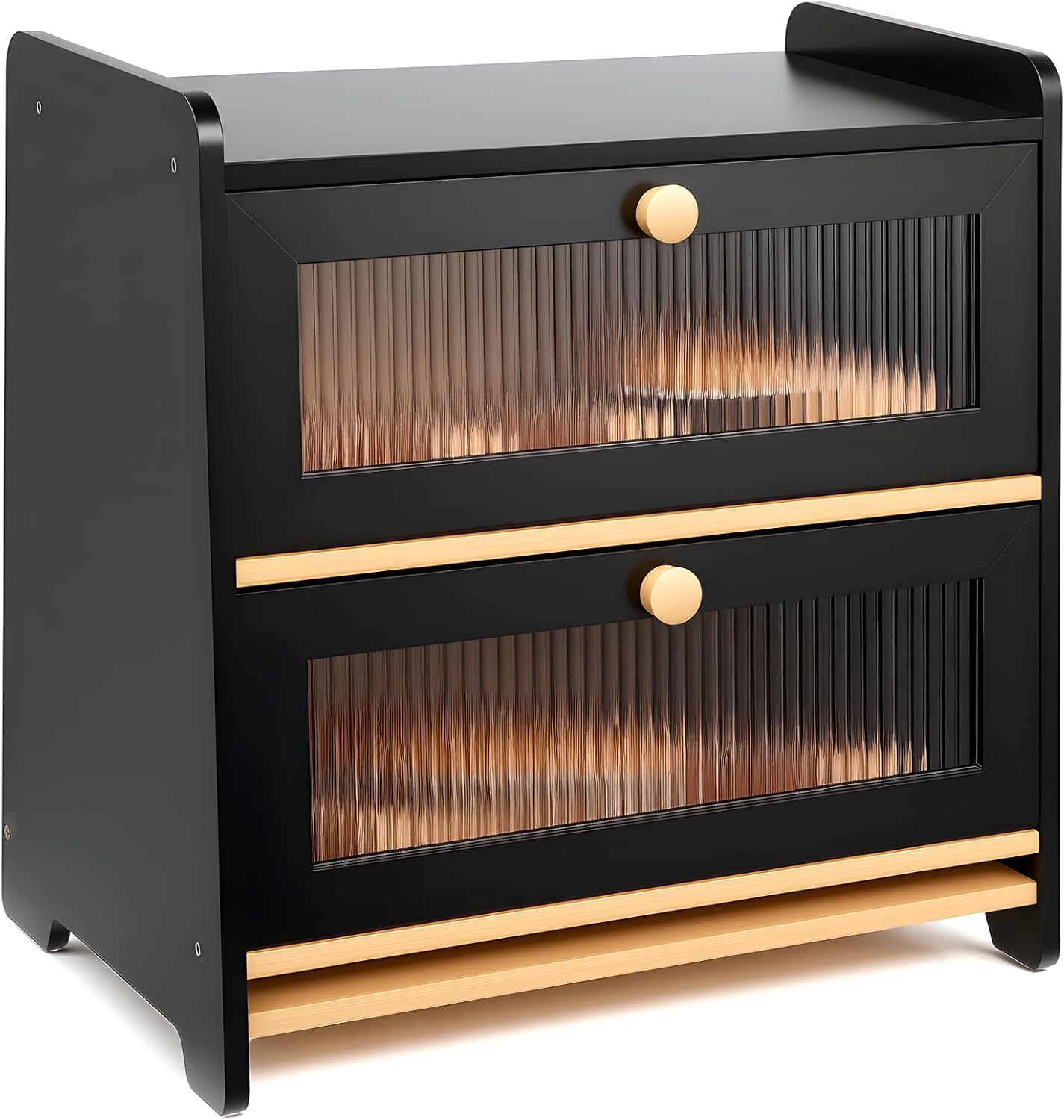 HAUSPROFI two layer large bamboo bread bin