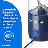 NutriBullet Portable Personal Blender Portable Lightweight Electric Blender Smoothies Mixer Multifunctional Blender 475ml Cups USB-C Charger Navy Blue - 4