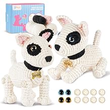 Gipony Crochet Kit for Beginners Animal,Crochet Animal Kits,Crocheting Kit for Starters,Learn to Crochet with Step-by-Step Video Tutorials,Beginner Crochet Kits Adults2 Pack Bull Terrier