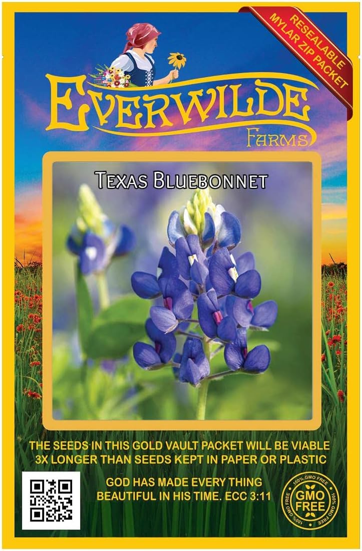 Everwilde Farms - 1/4 Lb Texas Bluebonnet Native Wildflower Seeds - Gold Vault