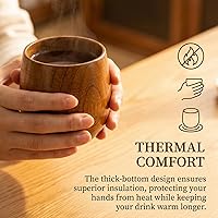 Vista 5 de Hiceeden Paquete de 6 tazas de té de madera, tazas de té japonés de 5 onzas, hechas a mano, taza de agua de madera natural para beber, vino, leche