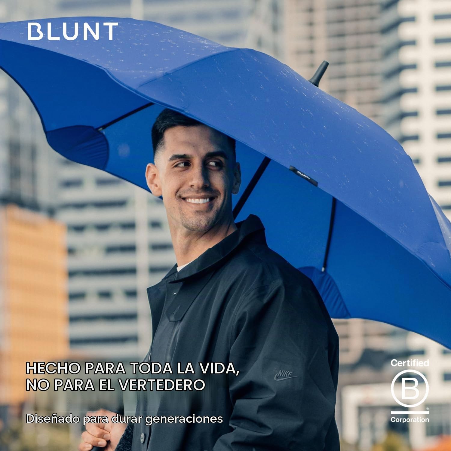 Blunt Executive Stick Paraguas de 137,2 cm - Paraguas de golf grande - Resistente al viento y al agua - Sólido, compacto y ligero - Fácil de usar [diseñado para durar], Azul marino (azul marino), 138