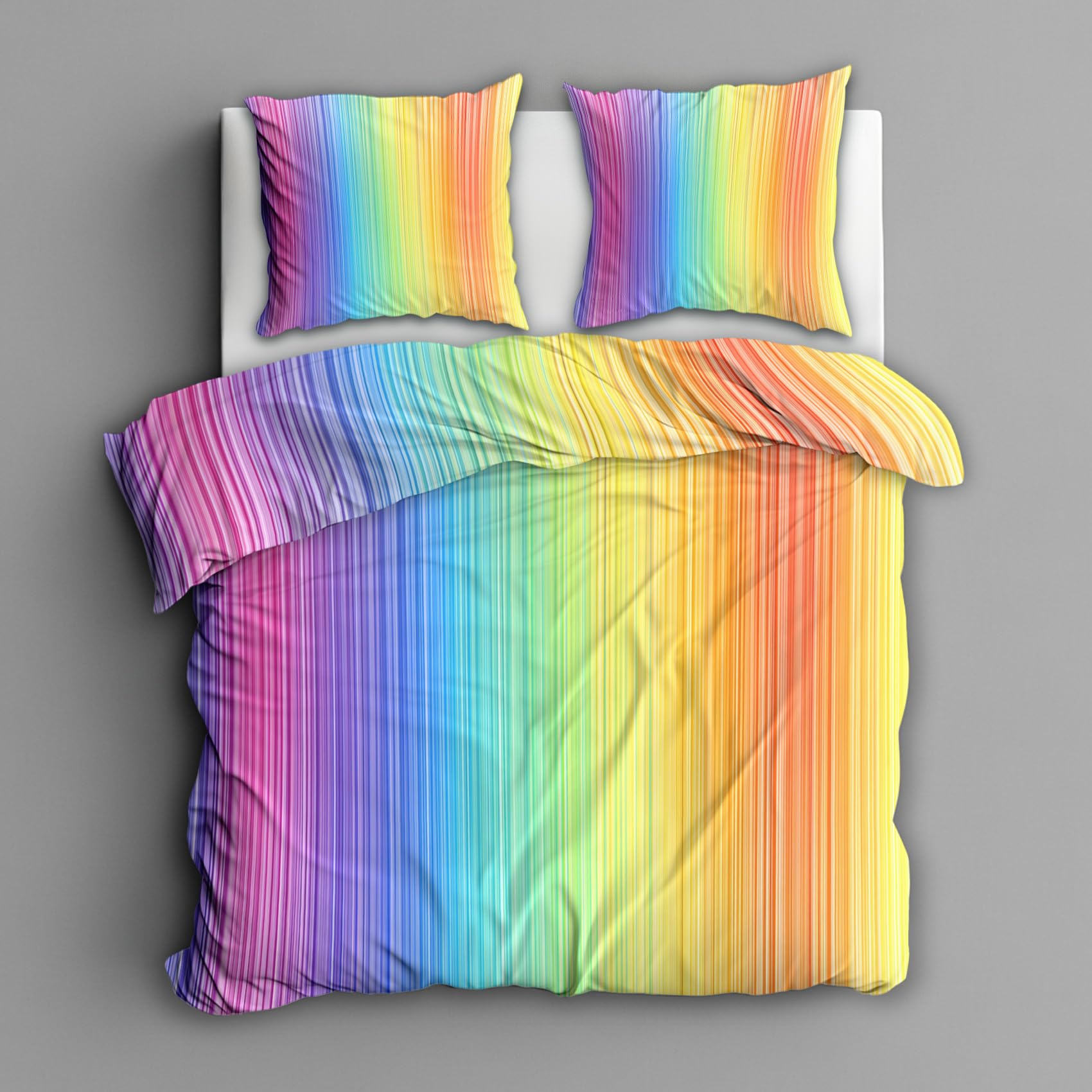 Parure de lit motif rayée zippée en microfibre doux pour un couchage 2 personnes chaleureux