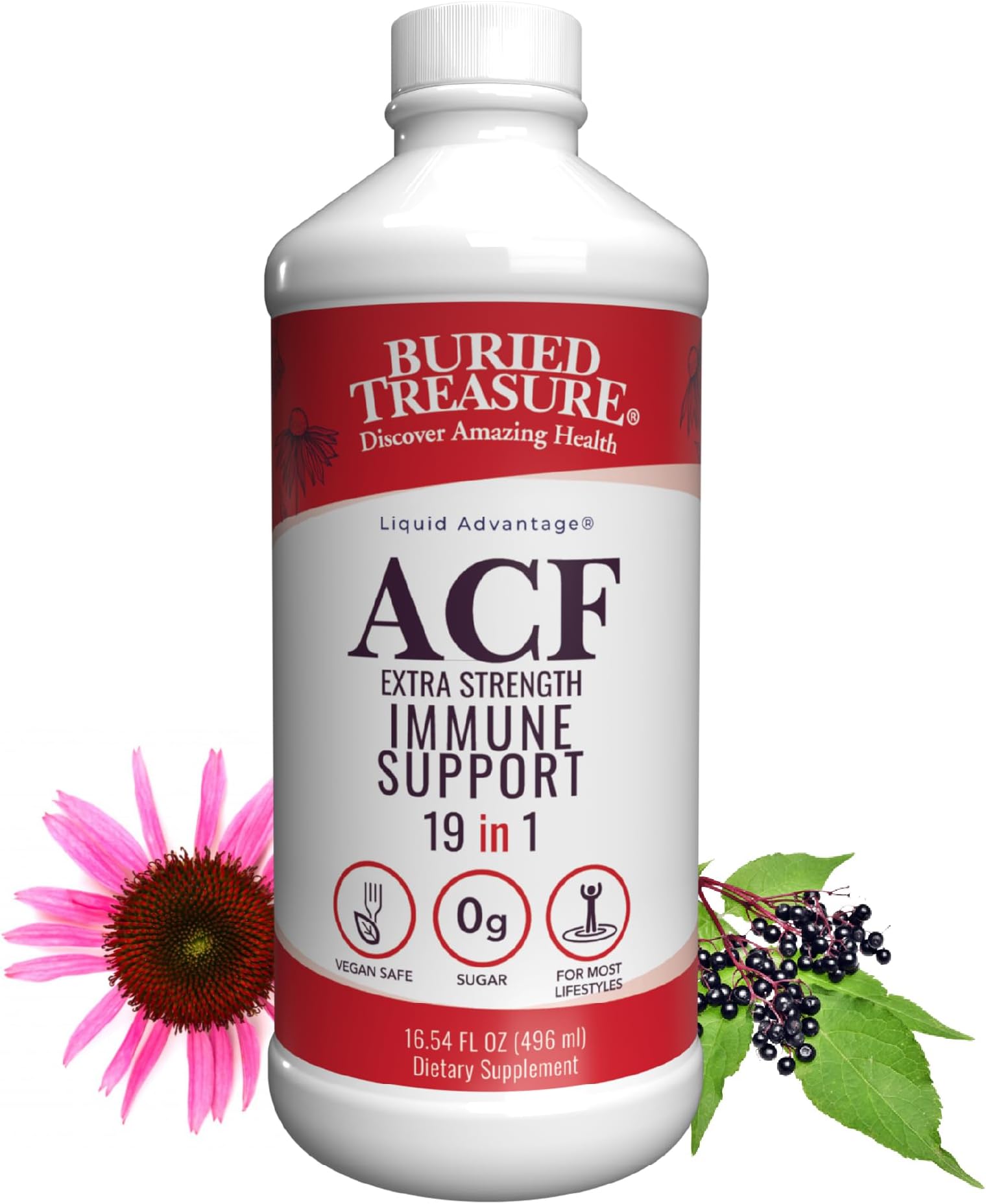 ACF Extra Strength Extreme Immune Support with Elderberry Echinacea Vitamin C and Herbal Blend for Comprehensive Rapid Relief 16 Fluid Ounce