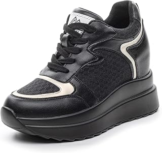 High Platform Sneakers for Women Hidden Heel Wedge Sneakers Dressy Fashion Wedge Tennis Shoes Increasing 3.94 inches